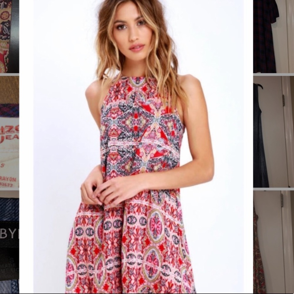 NWT LULUS Design Major Red Print Dress Size Small